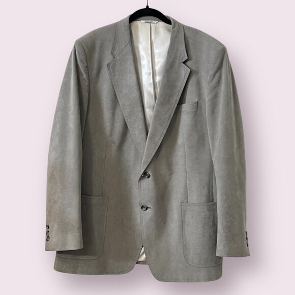 Saks Fifth Avenue Suede Blazer Jacket Gray 2-Button Sport Coat